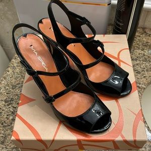Via Spiga Black patent leather heels